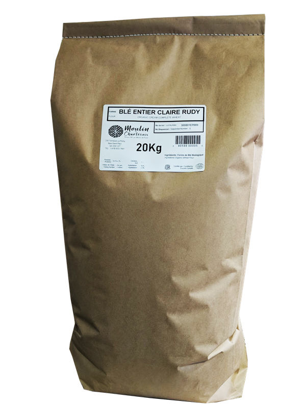 ORGANIC CLEAR WHOLE WHEAT RUDY - MOULIN DE CHARLEVOIX 20 kg