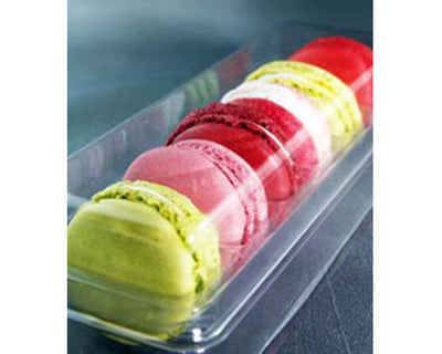 6 MACAROONS BOX WITH TRANSPARENT BASE AND LID - 20 units