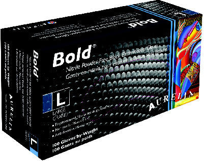 BLACK NITRILE GLOVE WITHOUT POWDER - MEDIUM - 100 units
