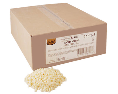 WHITE COMPOUND CHOCOLATE CHIPS 2000CT - FOLEY'S CHOCOLATE - 12 kg