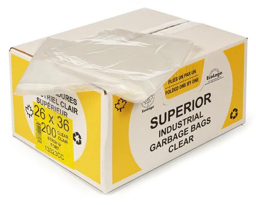 CLEAR GARBAGE BAGS 26" x 36" - 250 units