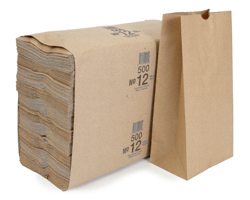 BROWN GROCERY BAGS 12 lb - 500 units