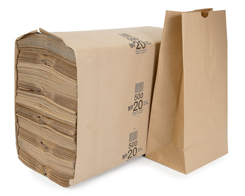 BROWN GROCERY BAGS 20 lb - 500 units