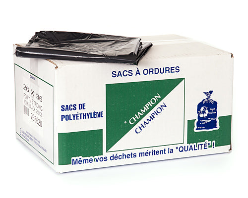 STRONG BLACK GARBAGE BAG 26''X36'' 250 units