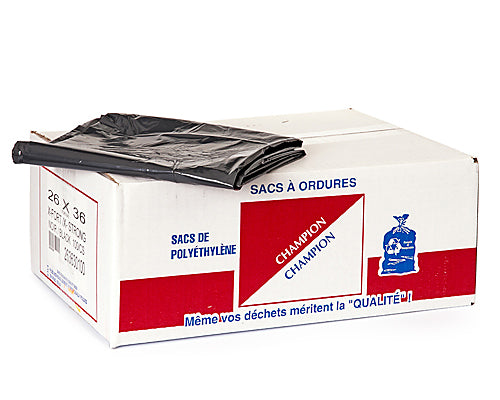 EXTRA-STRONG BLACK GARBAGE BAG 26''X36'' 100 units
