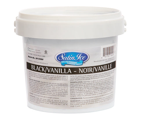 BLACK VANILLA ICE ROLLED FONDANT - SATIN ICE 2.5 kg