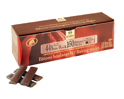 BÂTONS DE CHOCOLAT MI-SUCRÉ 40% 8 cm- CACAO BARRY 15 x 1.6 kg