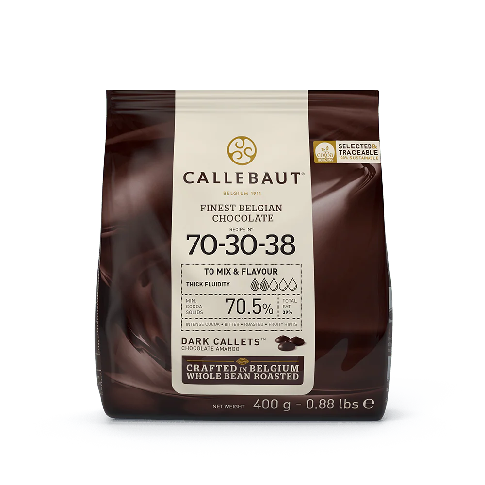 Callebaut 70-30-38 Finest Belgian Dark Chocolate callets 400g bag