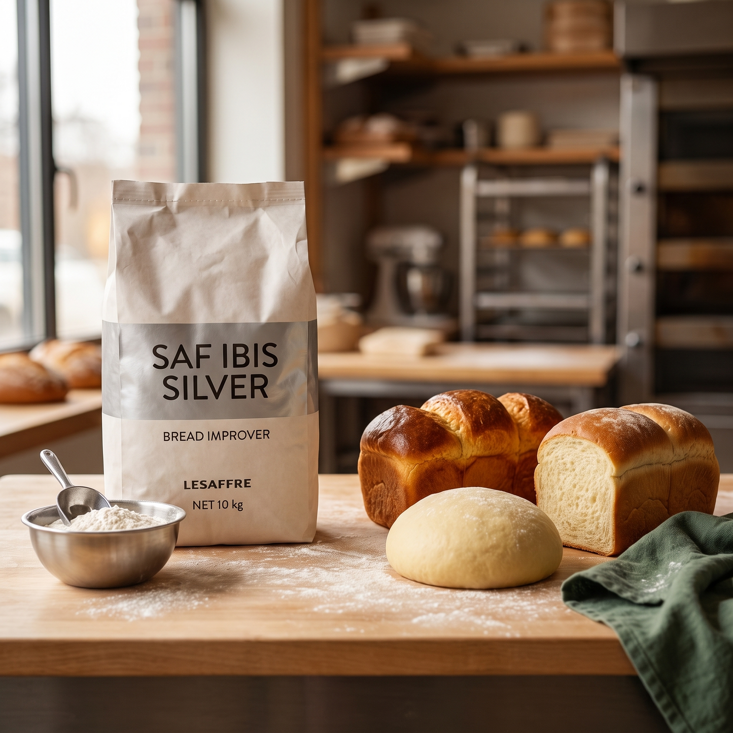 SAF IBIS SILVER bread improver used in a bakery with brioche, soft sandwich bread and dough