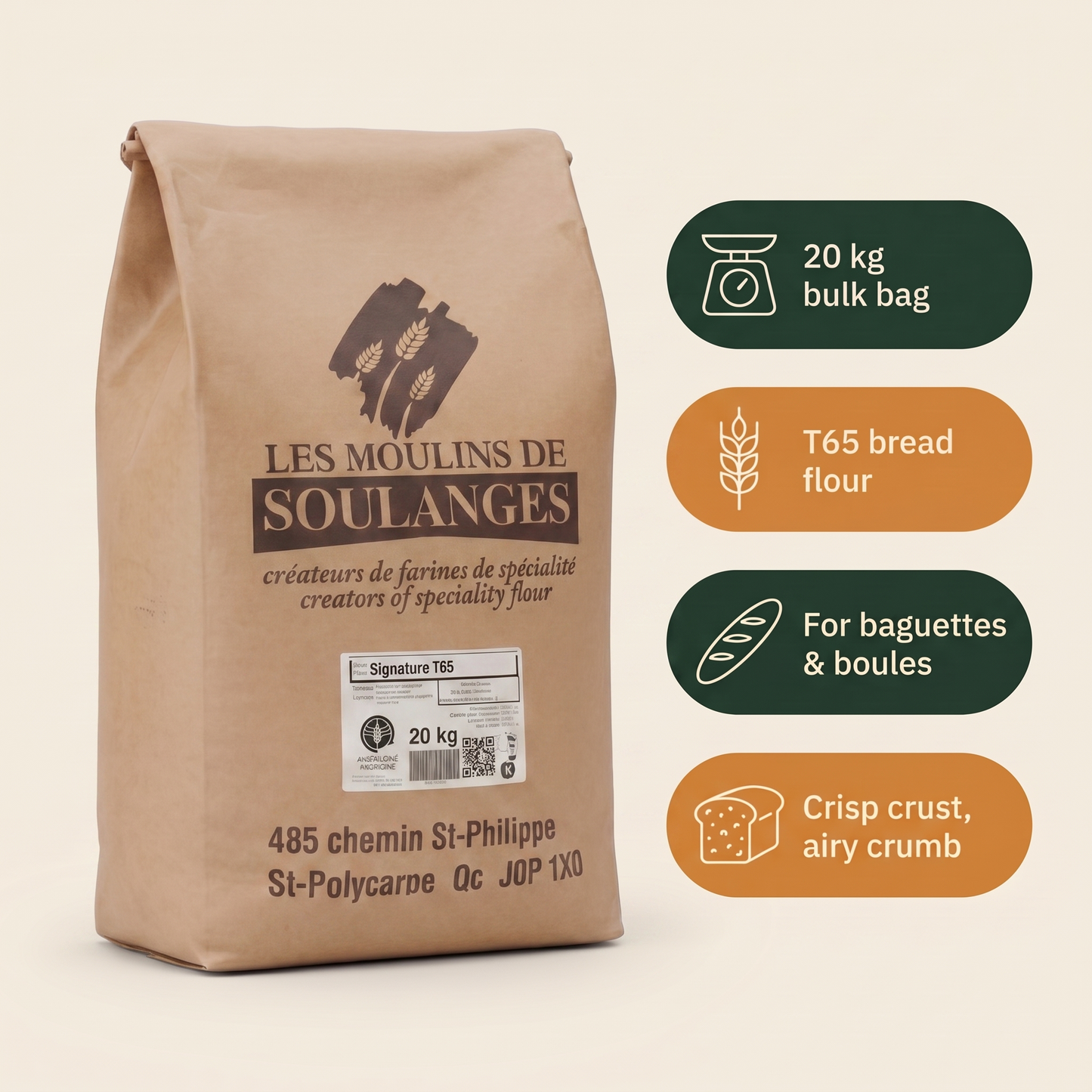 Signature Flour T65 Les Moulins de Soulanges — in-the-box features card