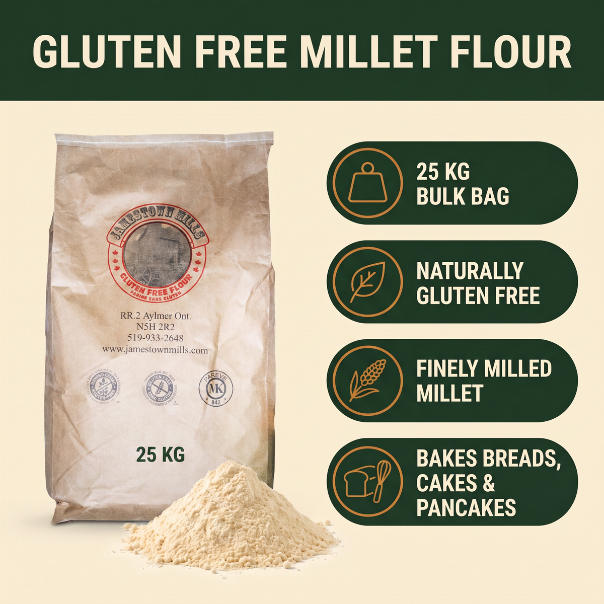 Gluten Free Millet Flour — in-the-box features card