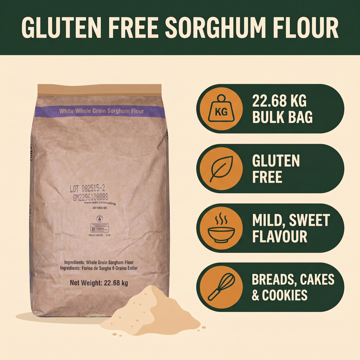 Ardent Mills Gluten Free Sorghum Flour — in-the-box features card