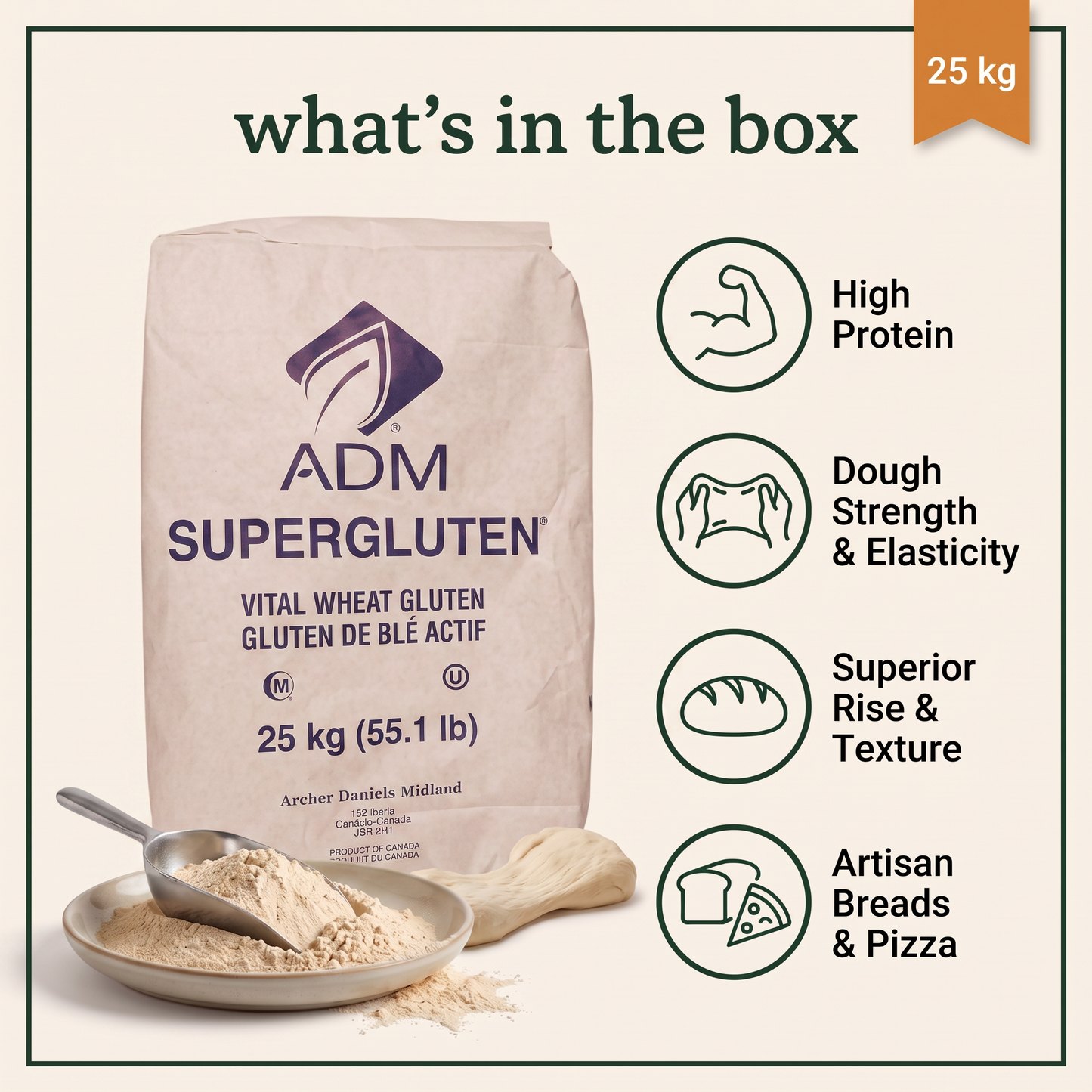 ADM Super Gluten Vital Wheat Gluten — in-the-box features card