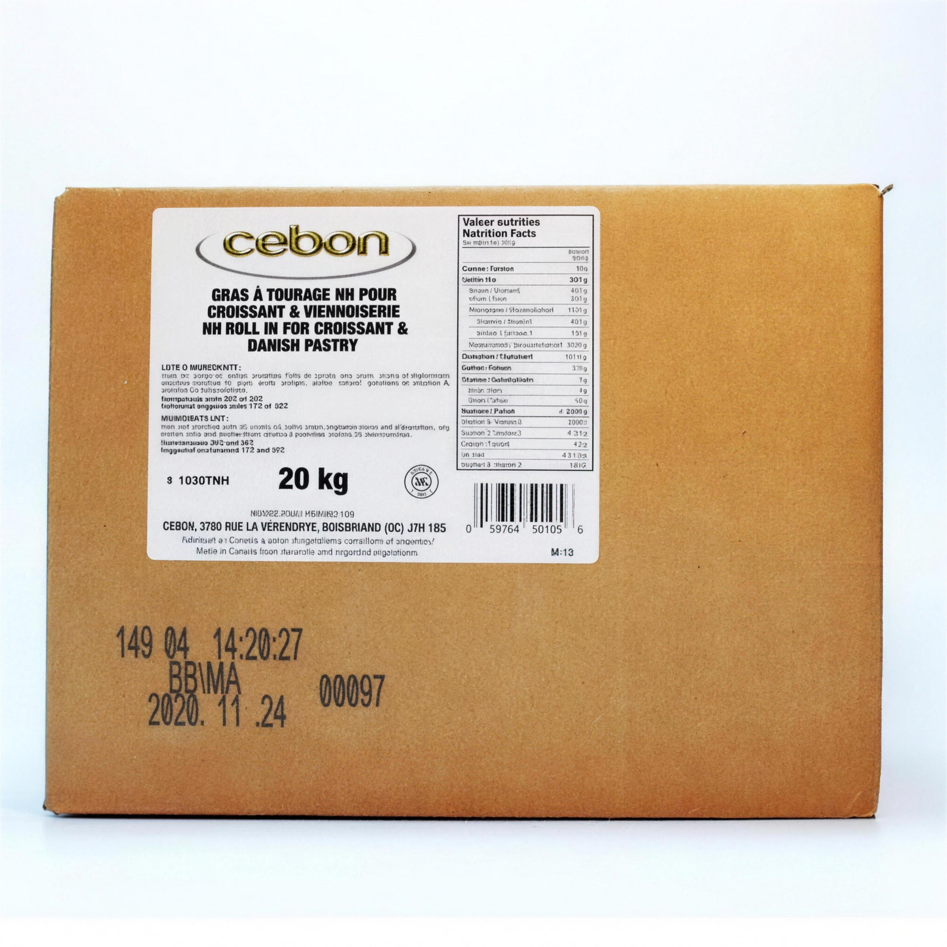 NON HYDROGENATED ROLL-IN FOR CROISSANT AND DANISH PASTRY - CEBON 20 kg — product packshot