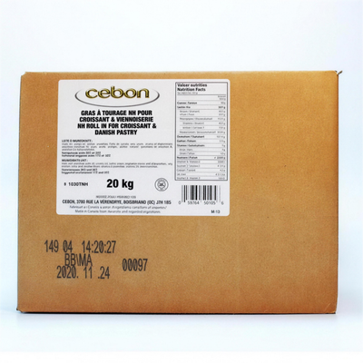 NON HYDROGENATED ROLL-IN FOR CROISSANT AND DANISH PASTRY - CEBON 20 kg — product packshot