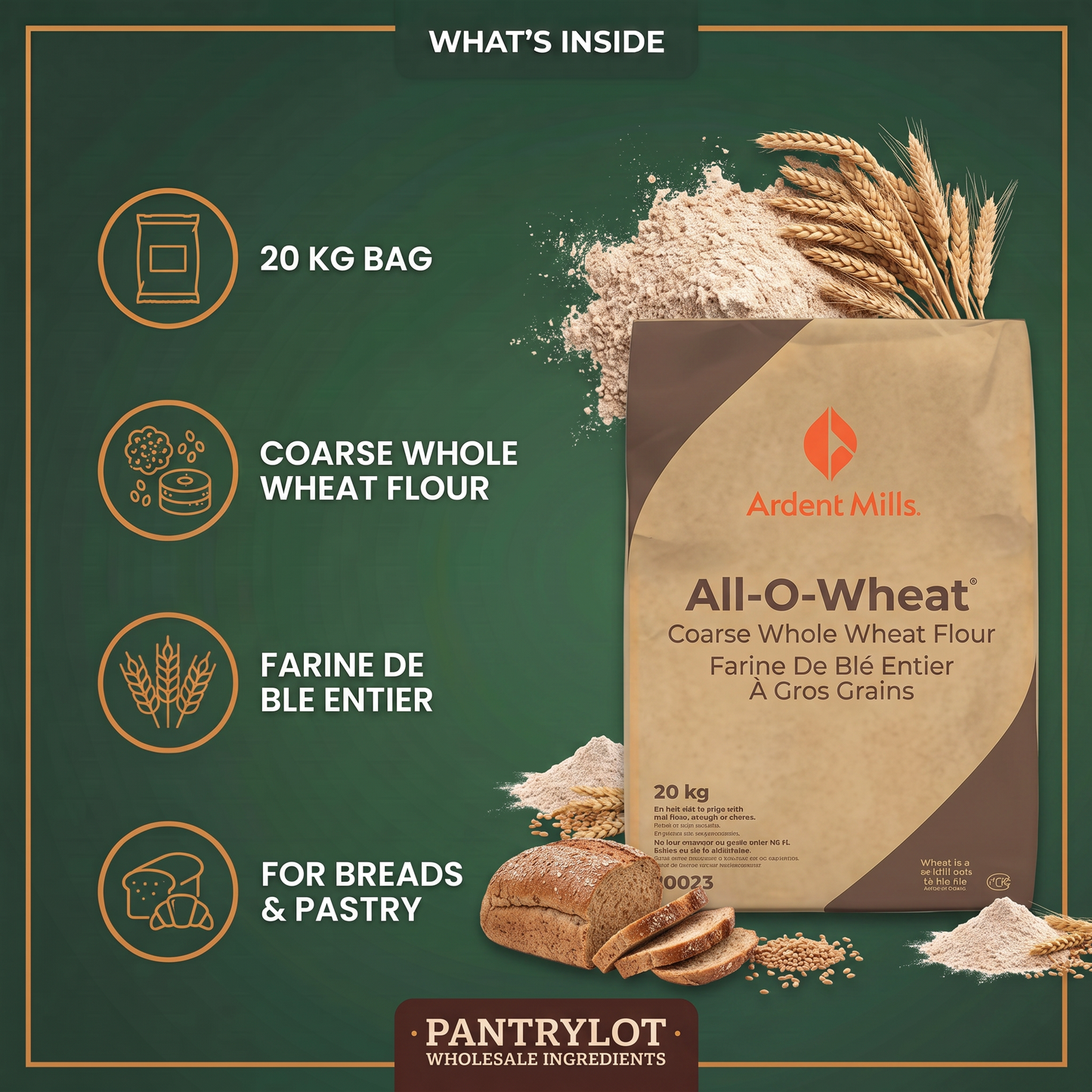 WHOLE WHEAT COARSE GRAINS - 20kg — in-the-box features card