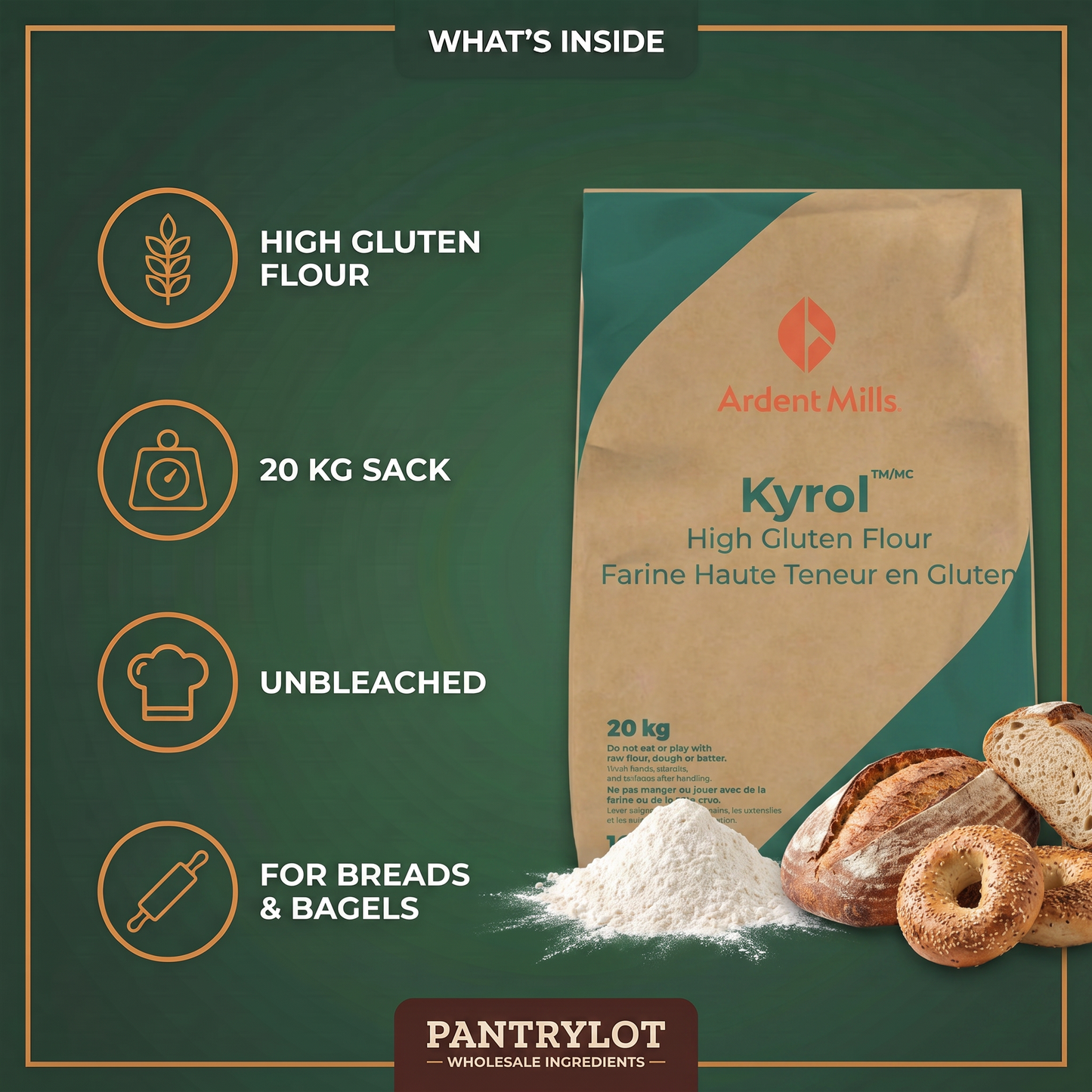 SUPERIOR HI GLUTEN UNBLEACHED FLOUR - ROBIN HOOD - 20kg — in-the-box features card