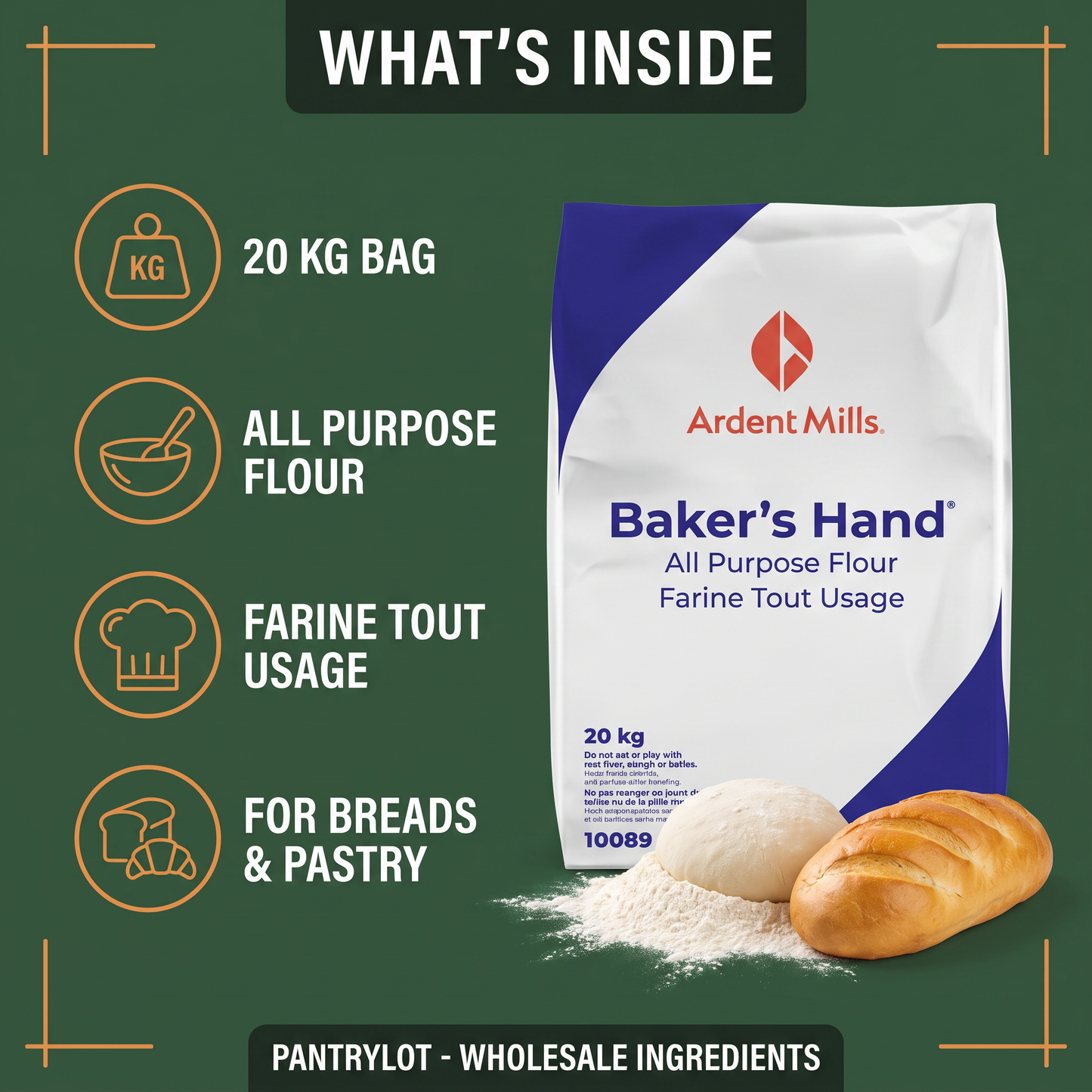 ALL PURPOSE FLOUR - BAKER'S HAND - 20kg — in-the-box features card