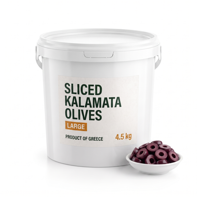 SLICED LARGE OLIVES KALAMATA 4.5 kg GREECE — product packshot