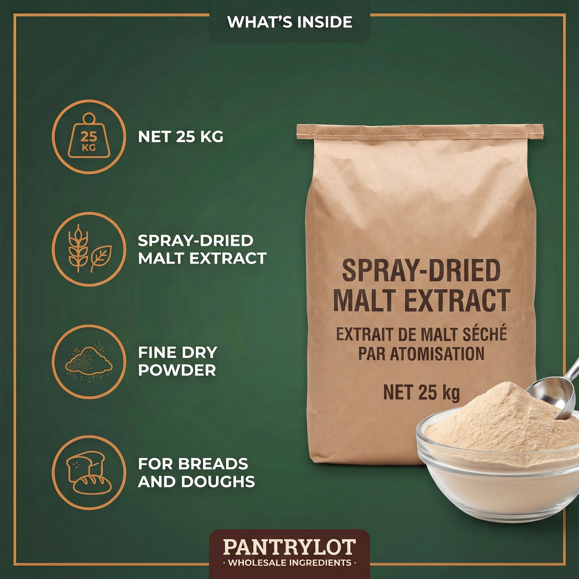 SPRAY-DRIED MALT EXTRACT - MUNTONS - 25 kg — in-the-box features card