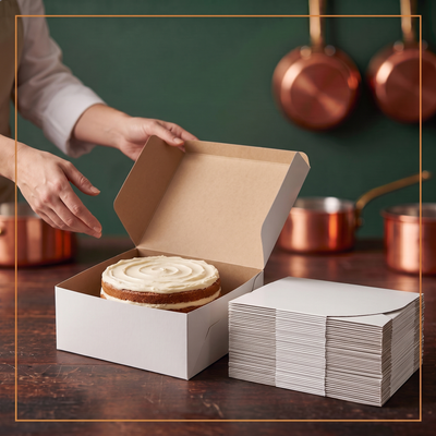 CARDBOARD CAKE BOX 9 X 9 X 3.5 - 100 units — lifestyle card