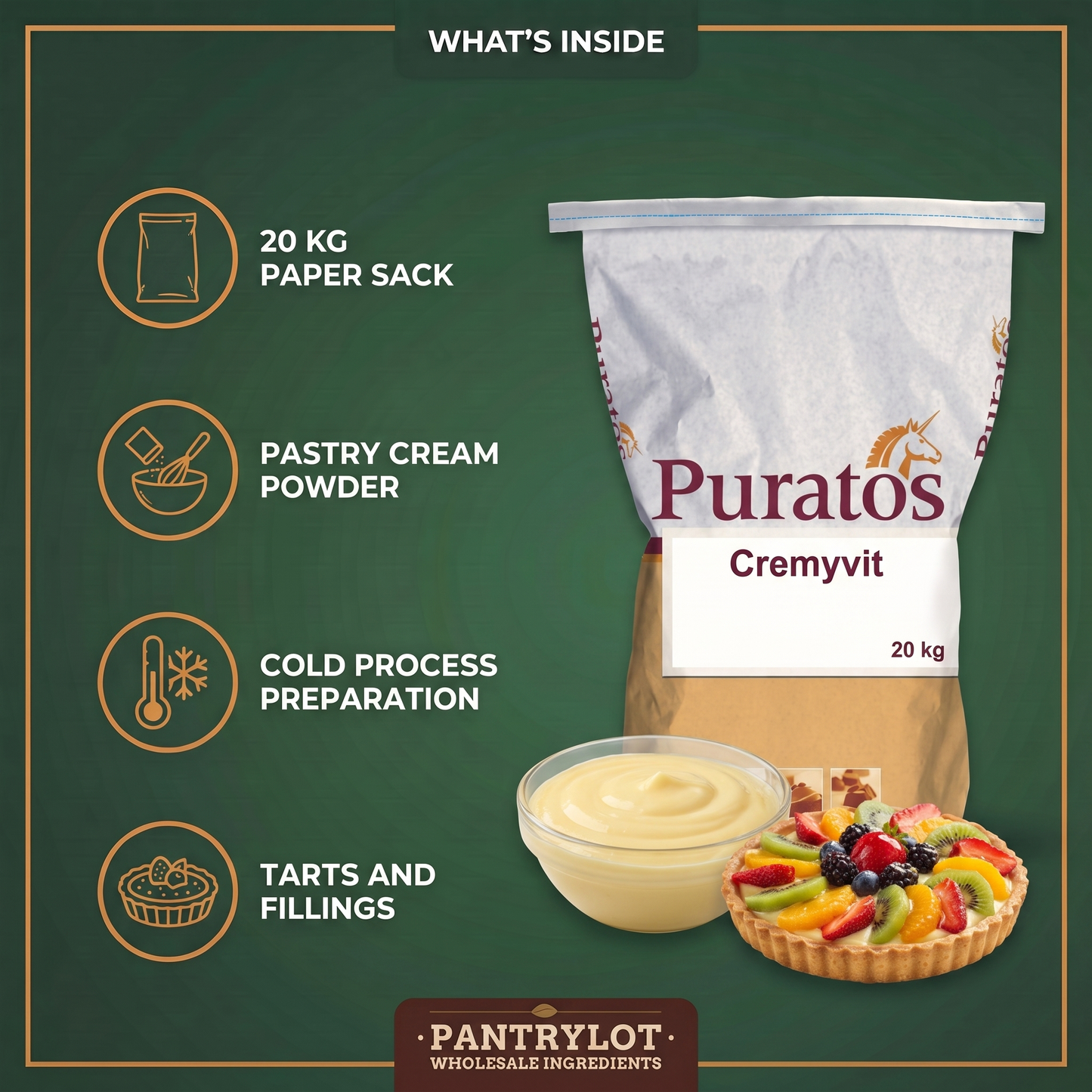 CREMYVIT PURATOS COLD PASTRY CREAM  20 kg — in-the-box features card