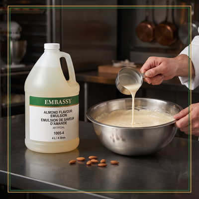 ALMOND FLAVOUR EMULSION ARTIFICIAL1005-4  - EMBASSY 4 liters — lifestyle card