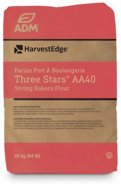 THREE STARS FLOUR UNBLEACHED AA40  - ADM - 20kg — product packshot