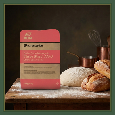 THREE STARS FLOUR UNBLEACHED AA40  - ADM - 20kg — lifestyle card