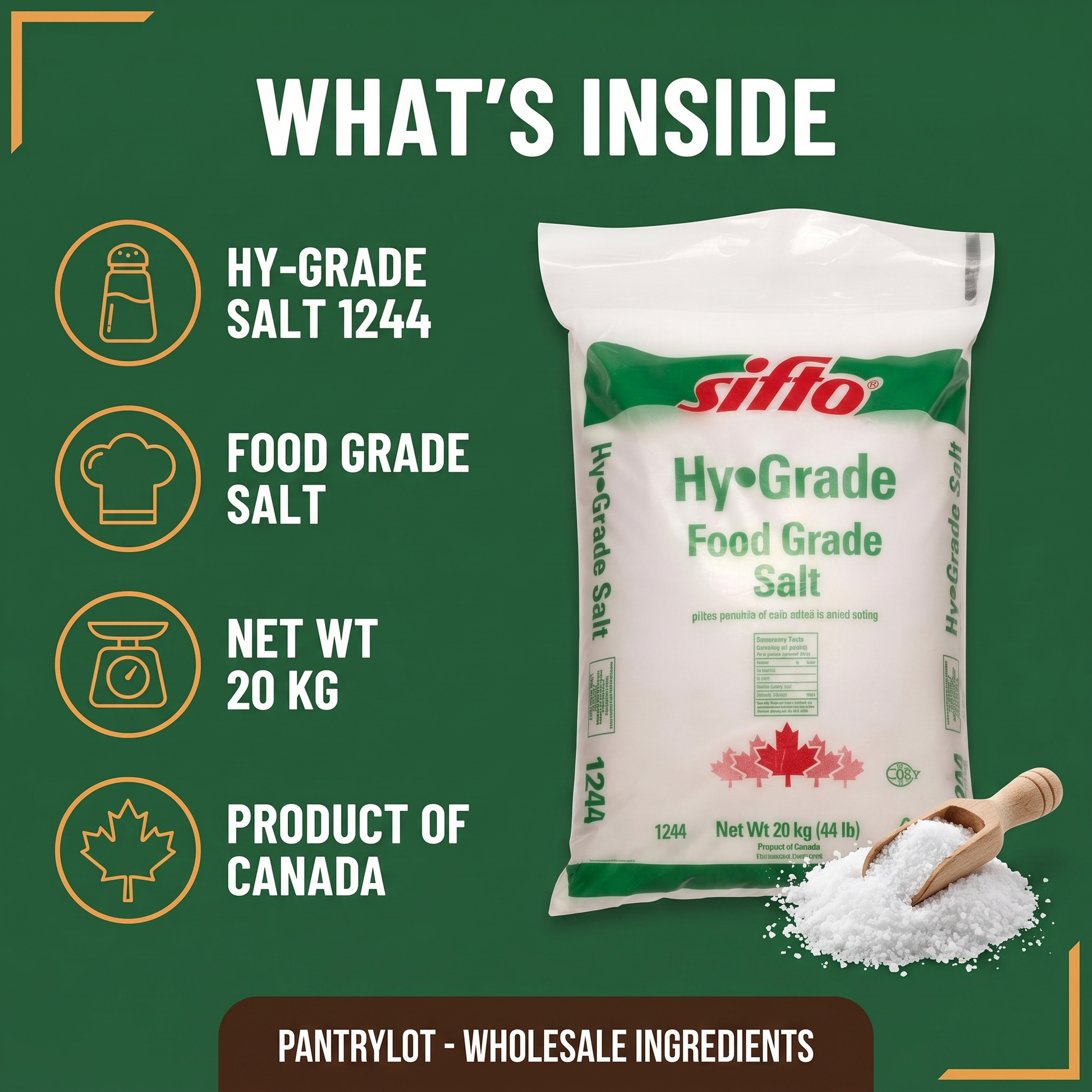 SALT 1244 HY-GRADE - SIFTO 20 kg — in-the-box features card