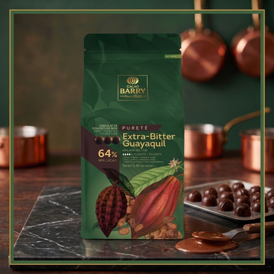 DARK CHOCOLATE COUVERTURE 64 % PURETE EXTRA-BITTER GUAYAQUIL - CACAO BARRY - 5kg — lifestyle card