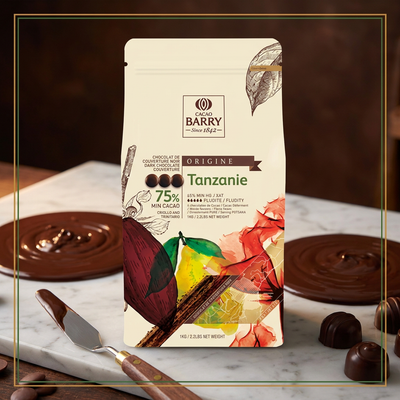 DARK CHOCOLATE COUVERTURE 75 % FROM TANZANIA - CACAO BARRY - 1kg — lifestyle card