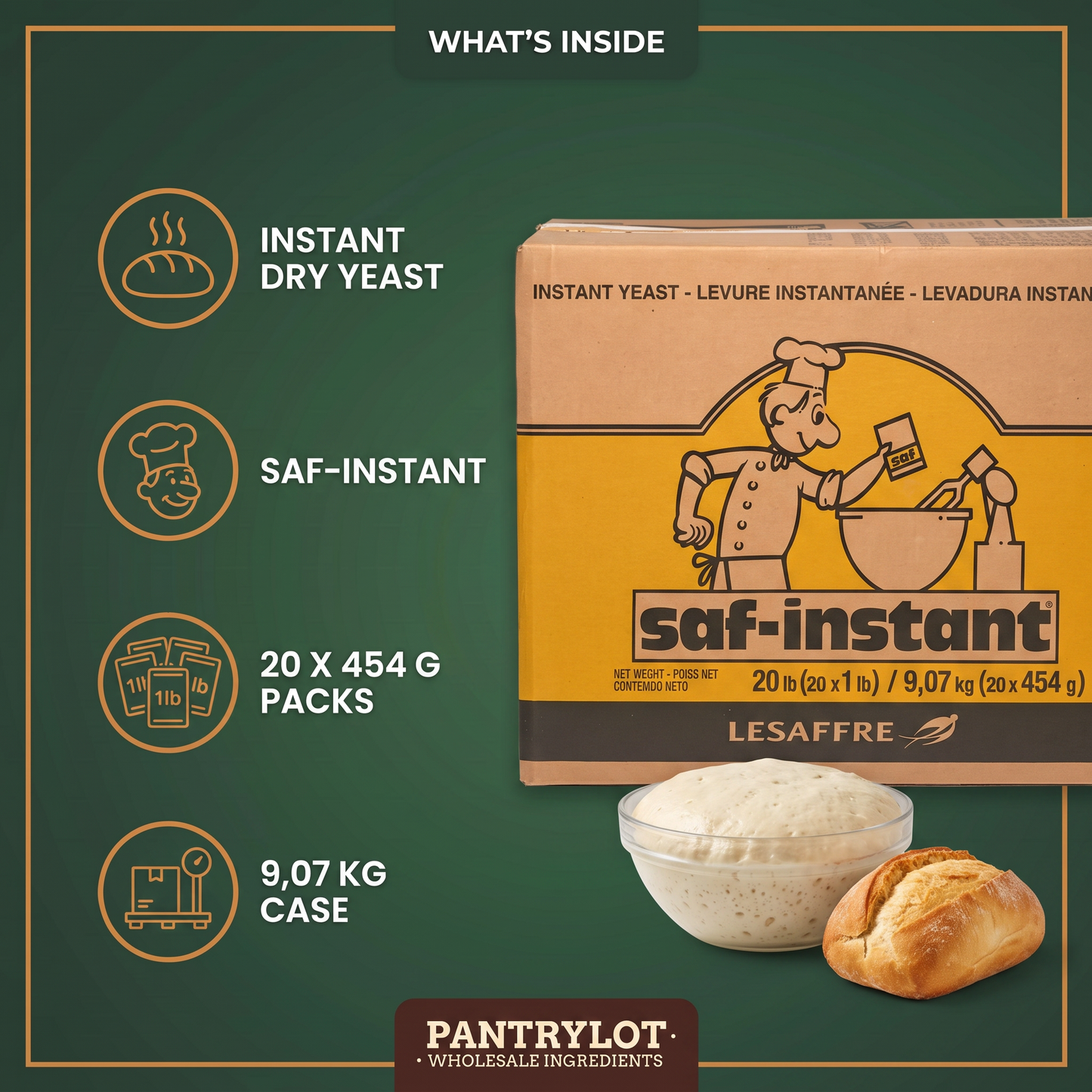 SAF/GOLDEN YEAST 15910 - SAF 454 g — in-the-box features card