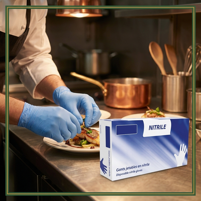 BLUE NITRILE GLOVE WITHOUT POWDER - SMALL 100 units — lifestyle card