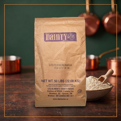 GLUTEN-FREE BROWN LONG GRAIN RICE FLOUR 103167 - DAINTY - 50lbs 22.68kg — lifestyle card