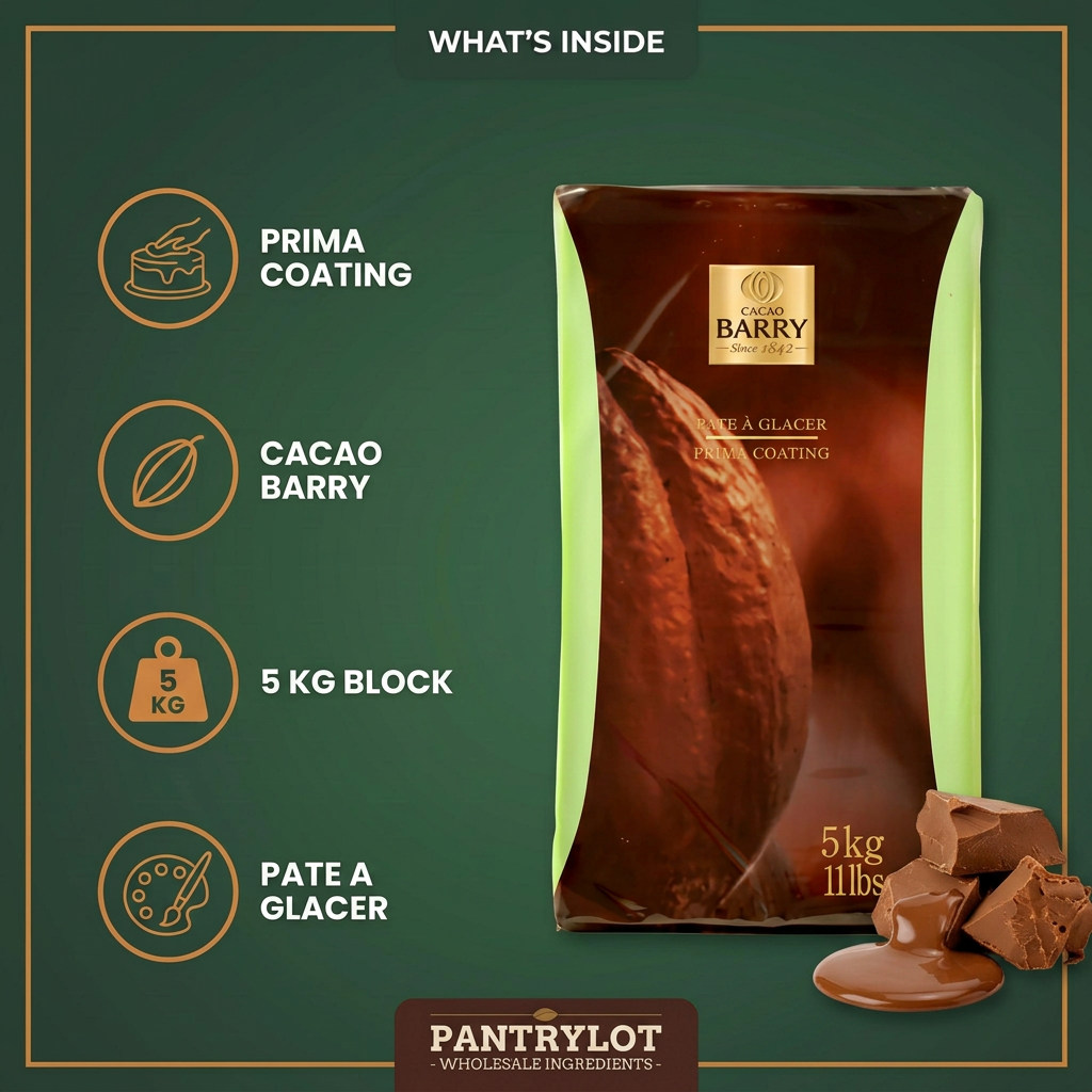 PRIMA CHOCOLATE COMPOUND - BARRY CALLEBAUT - 5kg — in-the-box features card