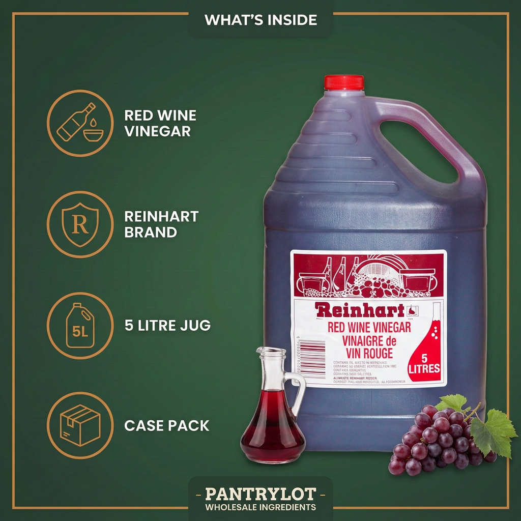 RED WINE VINEGAR -ALLEN'S 5 litres — in-the-box features card