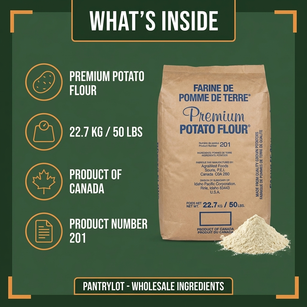 YELLOW POTATO FLOUR - 50lbs 22.68kg — in-the-box features card