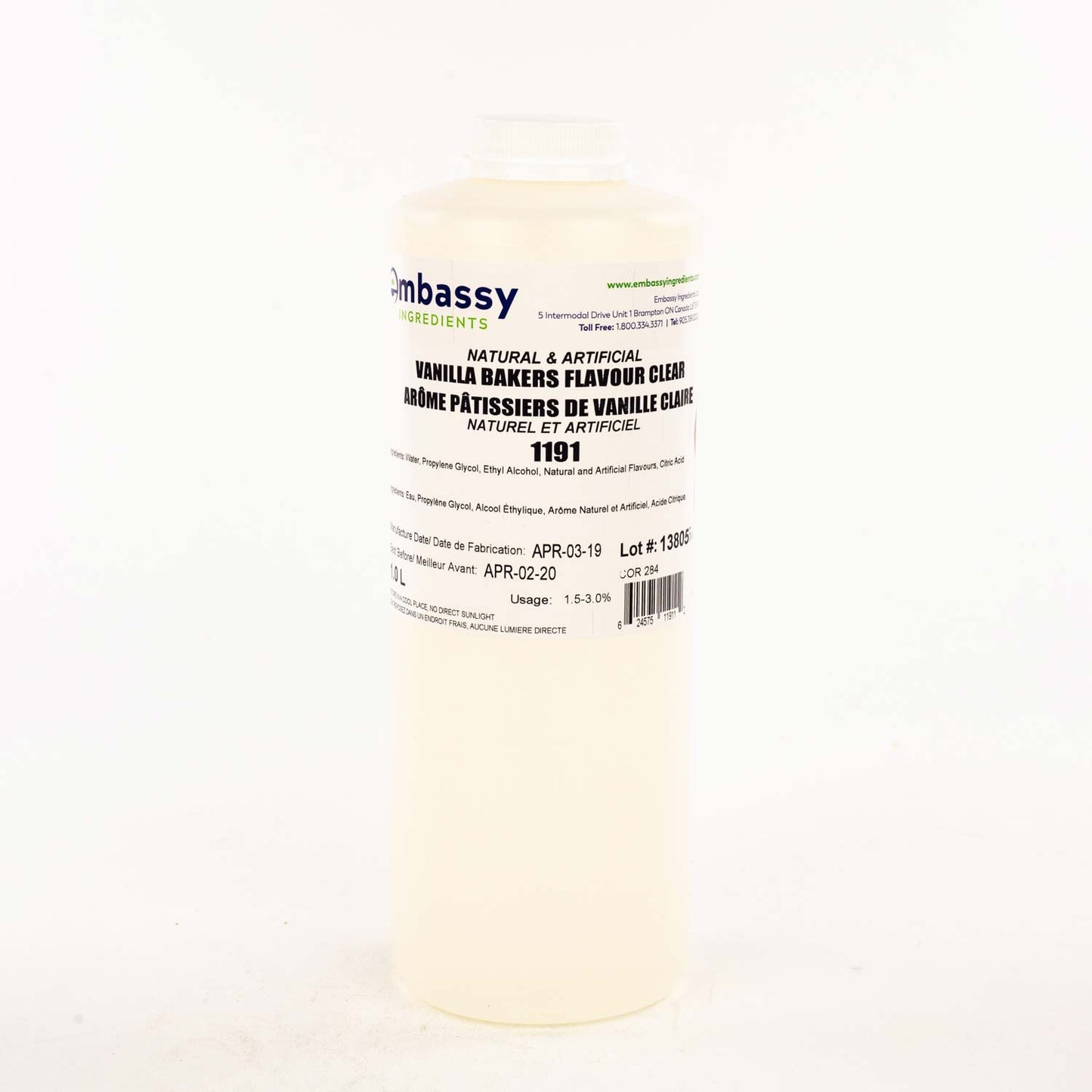 ARÔME VANILLE CLAIR NATUREL ET ARTIFICIEL POUR CUISSON — EMBASSY (1 L)