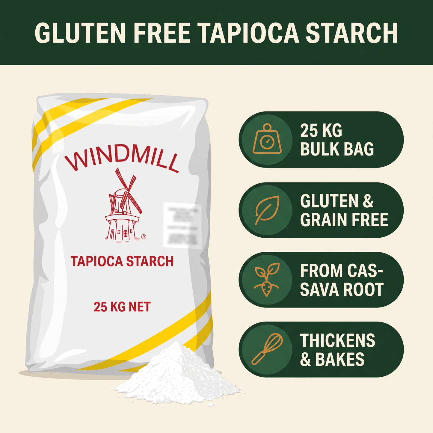 Gluten Free Tapioca Starch Windmill — in-the-box features card